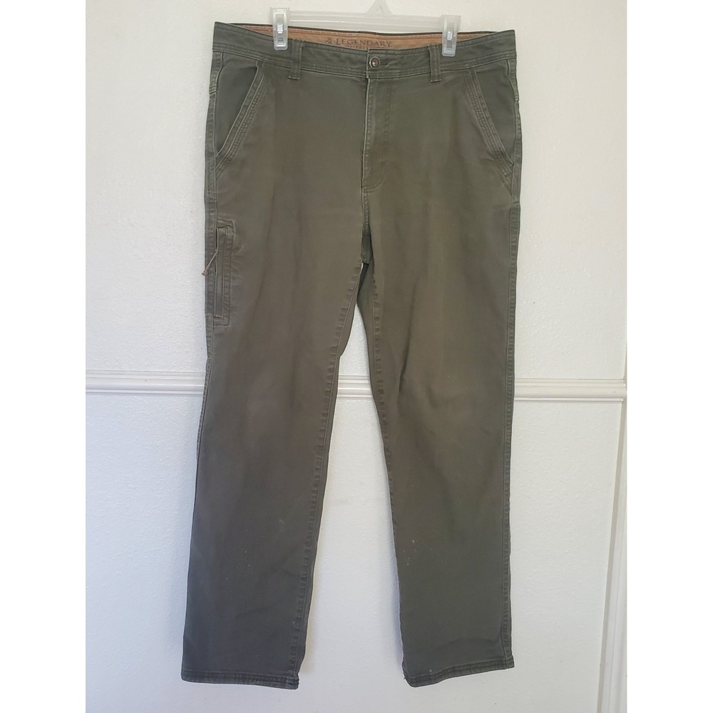 Legendary Outfitters Men's 36x32 Olive Green Canvas Work Pants Stretch Utility